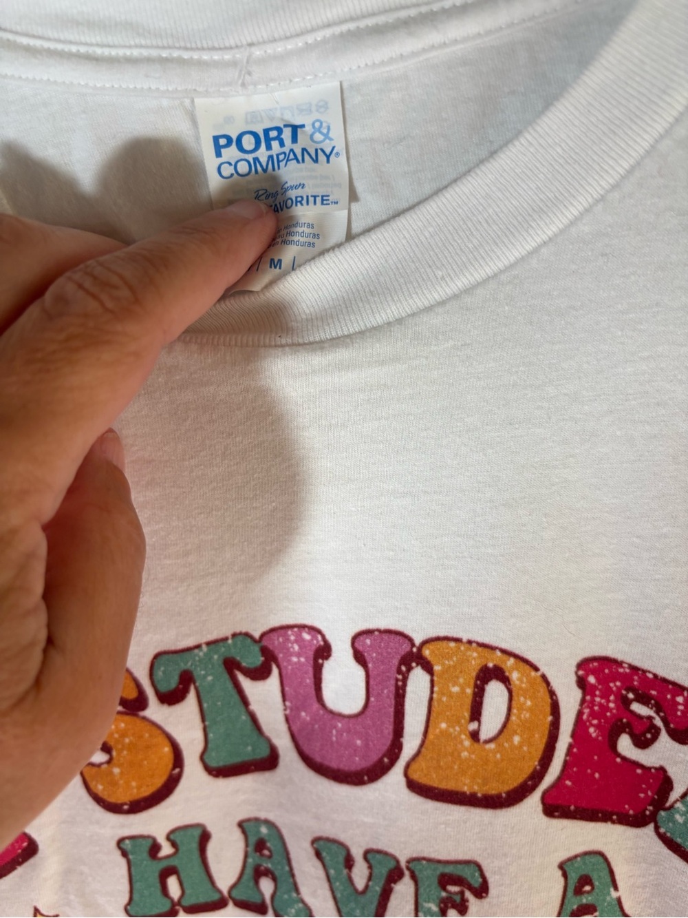 White Graphic Tee - 'My Students Have a Pizza My Heart' medium - Picture 3 of 4